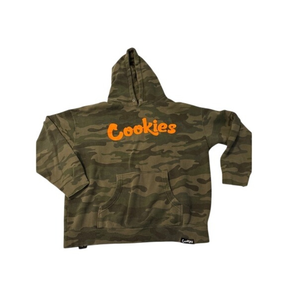 Cookies SF Mens Camo Hoodie Orange Logo Streetwear Pullover Sweatshirt XL